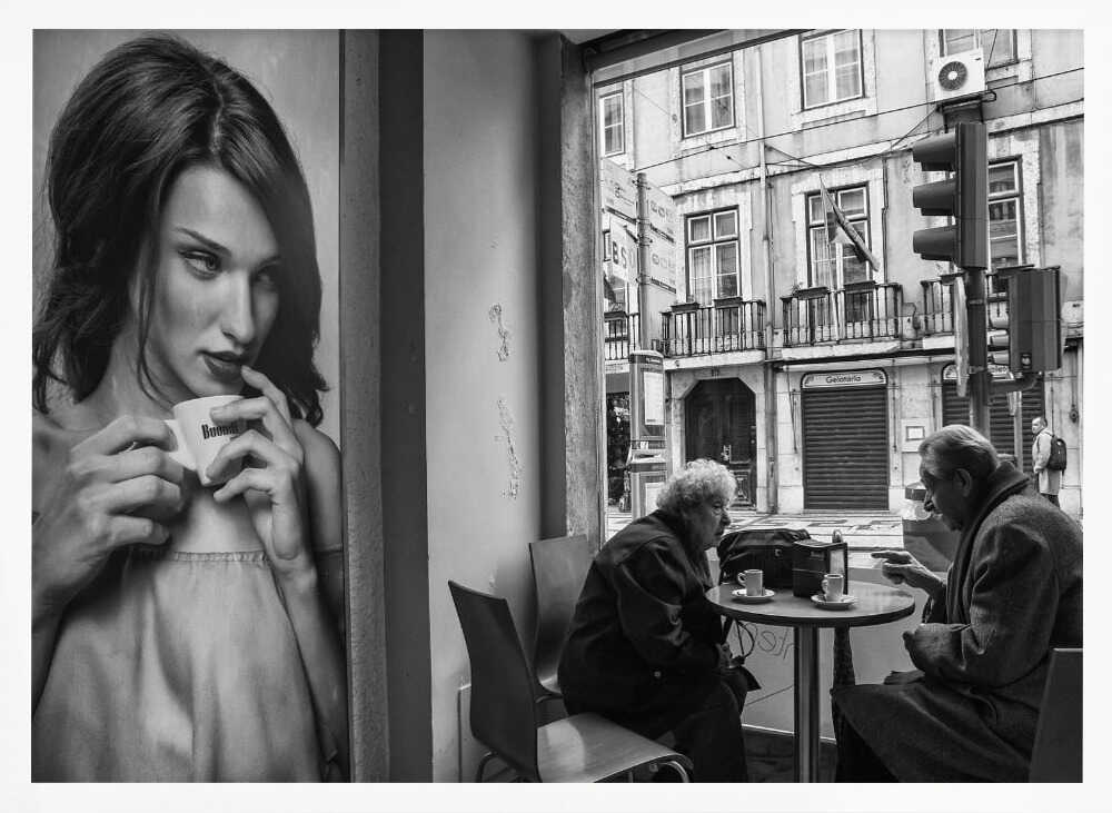 City Cafe Reflection Art Print UK — Portrait Dark Wall Art — Kitchen — Wall It All Prints