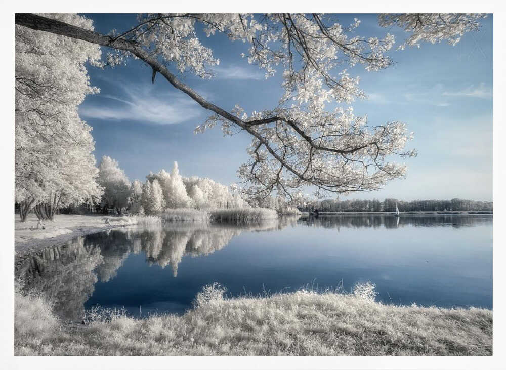 Ethereal Winter Lake Reflection Art Print UK — Landscape Vibrant Wall Art — Bedroom — Wall It All Prints