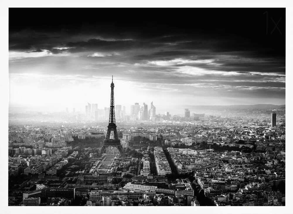 Eiffel Tower over Paris Art Print UK — Dark Moody Dark Wall Art — Living Room — Wall It All Prints