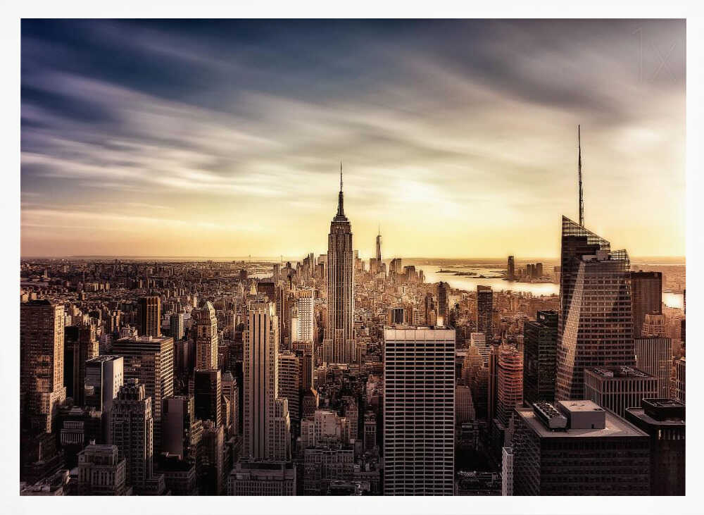 Golden New York Skyline Art Print UK — Dark Moody Warm Wall Art — Living Room — Wall It All Prints