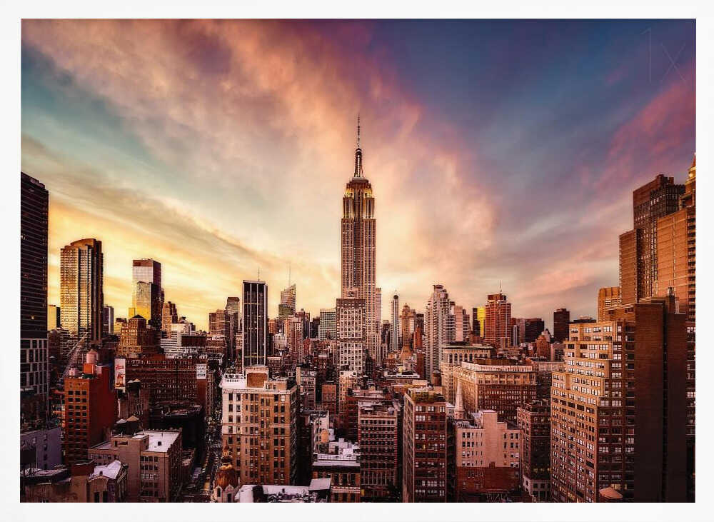 Empire State Sunset Art Print UK — Dark Moody Vibrant Wall Art — Living Room — Wall It All Prints