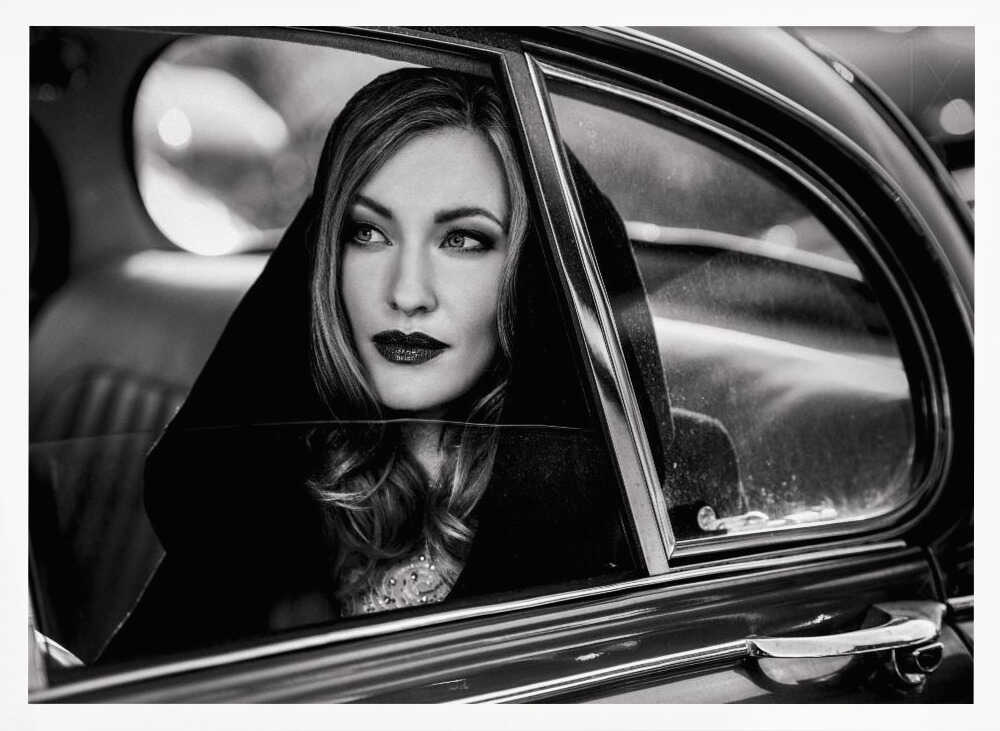 Elegant Woman In Car Art Print UK — Dark Moody Dark Wall Art — Living Room — Wall It All Prints