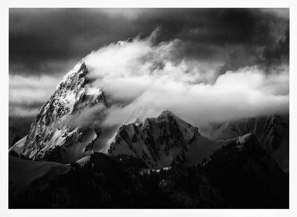 Majestic Cloudy Mountains Art Print UK — Dark Moody Calm Wall Art — Living Room — Wall It All Prints