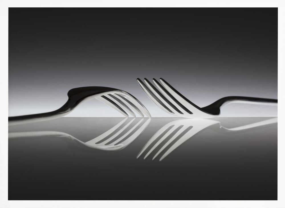 Elegant Forks Reflection Art Print UK — Abstract Dark Wall Art — Kitchen — Wall It All Prints