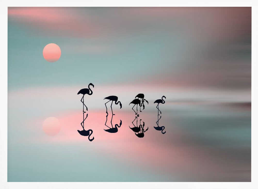 Dreamy Flamingo Sunset Art Print UK — Abstract Calm Wall Art — Bedroom — Wall It All Prints