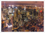 New York Night Skyline Art Print UK — Dark Moody Vibrant Wall Art — Living Room — Wall It All Prints