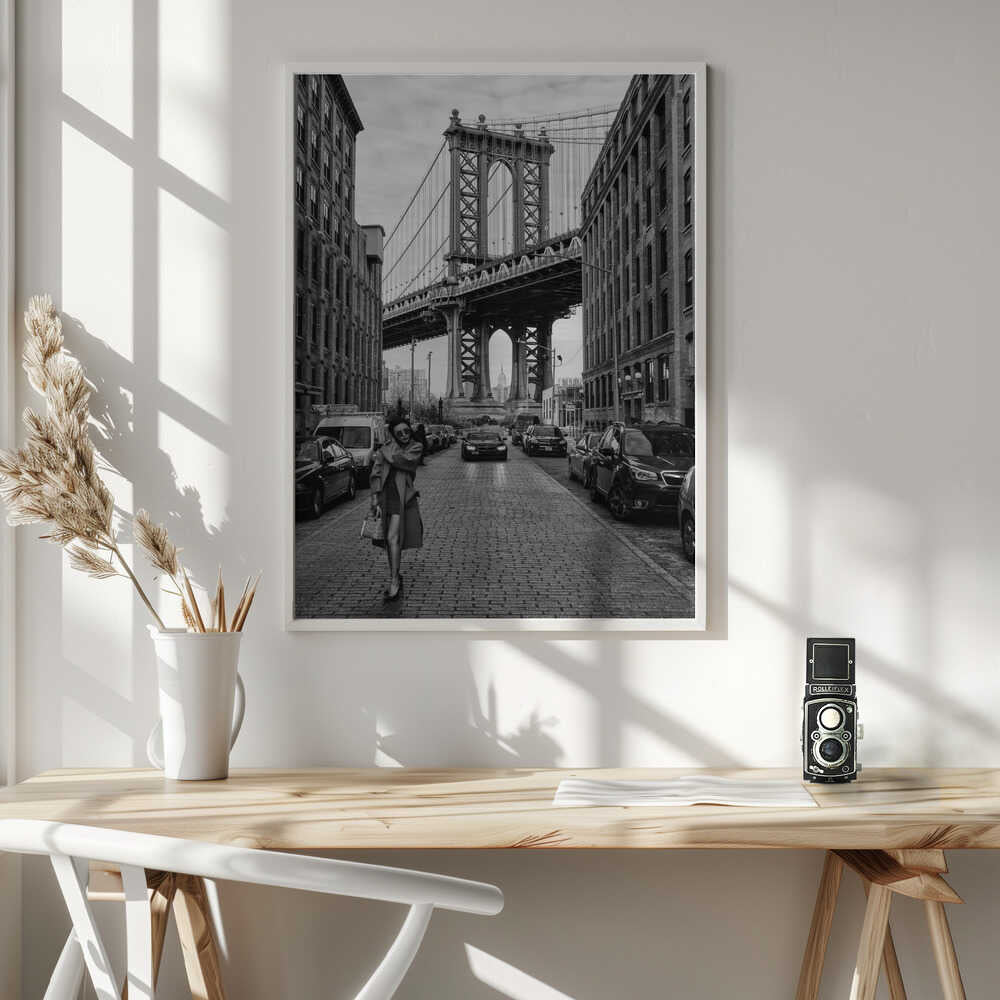 Manhattan Bridge Urban Style Art Print UK — Portrait Dark Wall Art — Living Room — Wall It All Prints