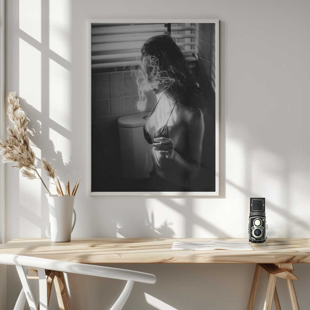 Smoke And Shadow Woman Art Print UK — Dark Moody Dark Wall Art — Bathroom — Wall It All Prints