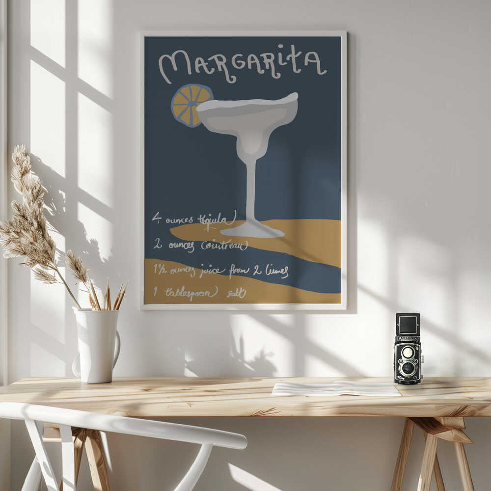 Margarita Cocktail Recipe Art Print UK — Abstract Dark Wall Art — Kitchen — Wall It All Prints