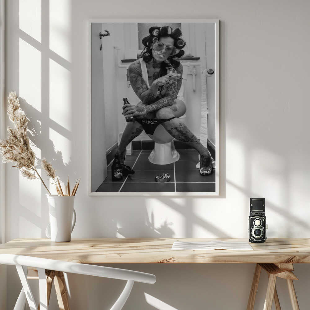 Rebellious Bathroom Woman Art Print UK — Portrait Dark Wall Art — Bathroom — Wall It All Prints
