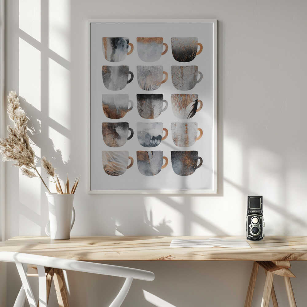 Metallic Abstract Mugs Art Print UK — Abstract Dark Wall Art — Kitchen — Wall It All Prints