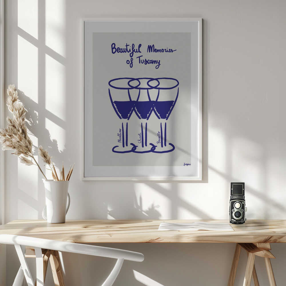 Tuscan Wine Memories Art Print UK — Abstract Minimal Wall Art — Kitchen — Wall It All Prints