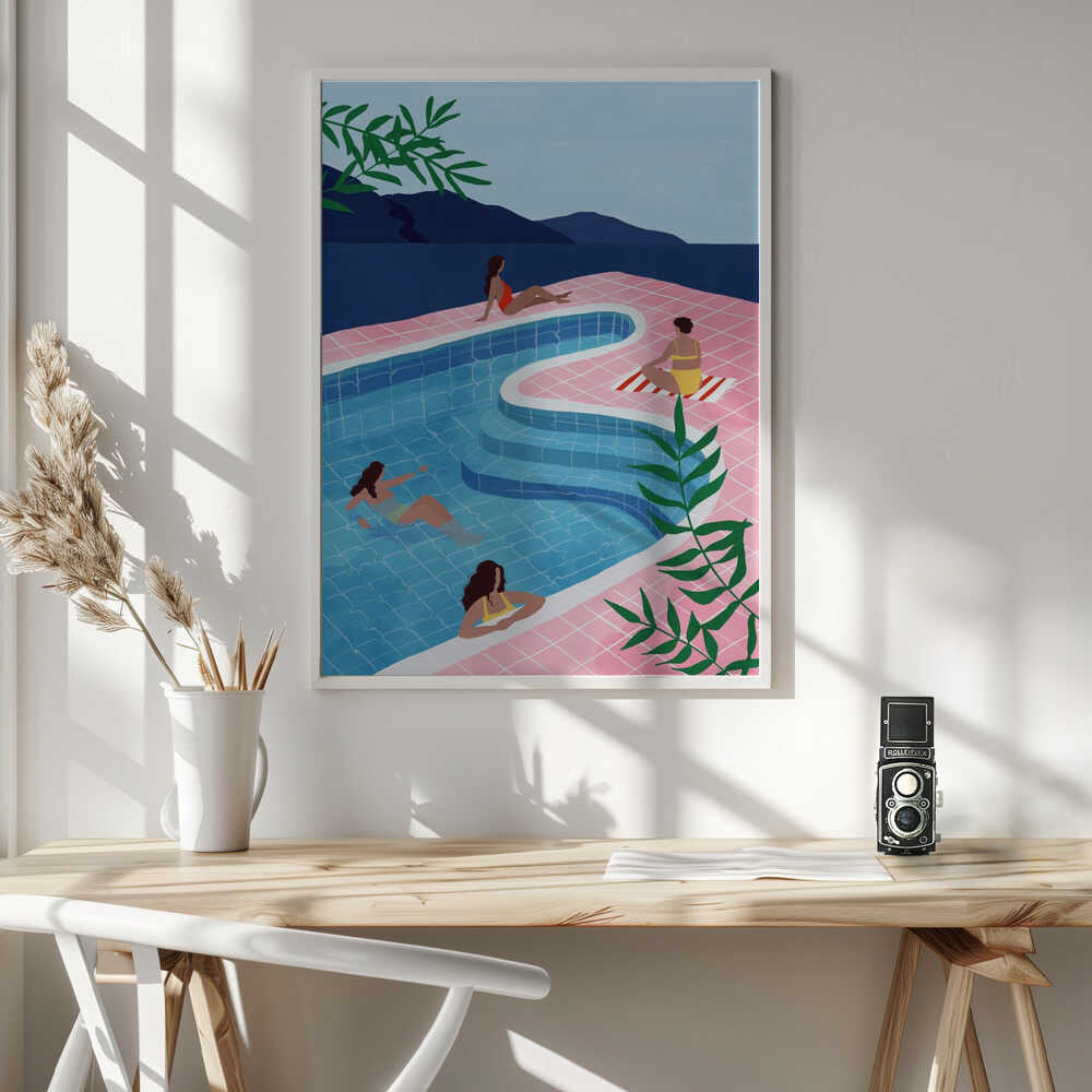 Tropical Pool Day Art Print UK — Abstract Vibrant Wall Art — Living Room — Wall It All Prints