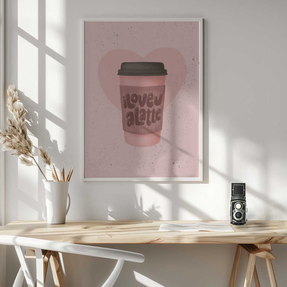 Pink Latte Love Art Print UK — Abstract Calm Wall Art — Kitchen — Wall It All Prints