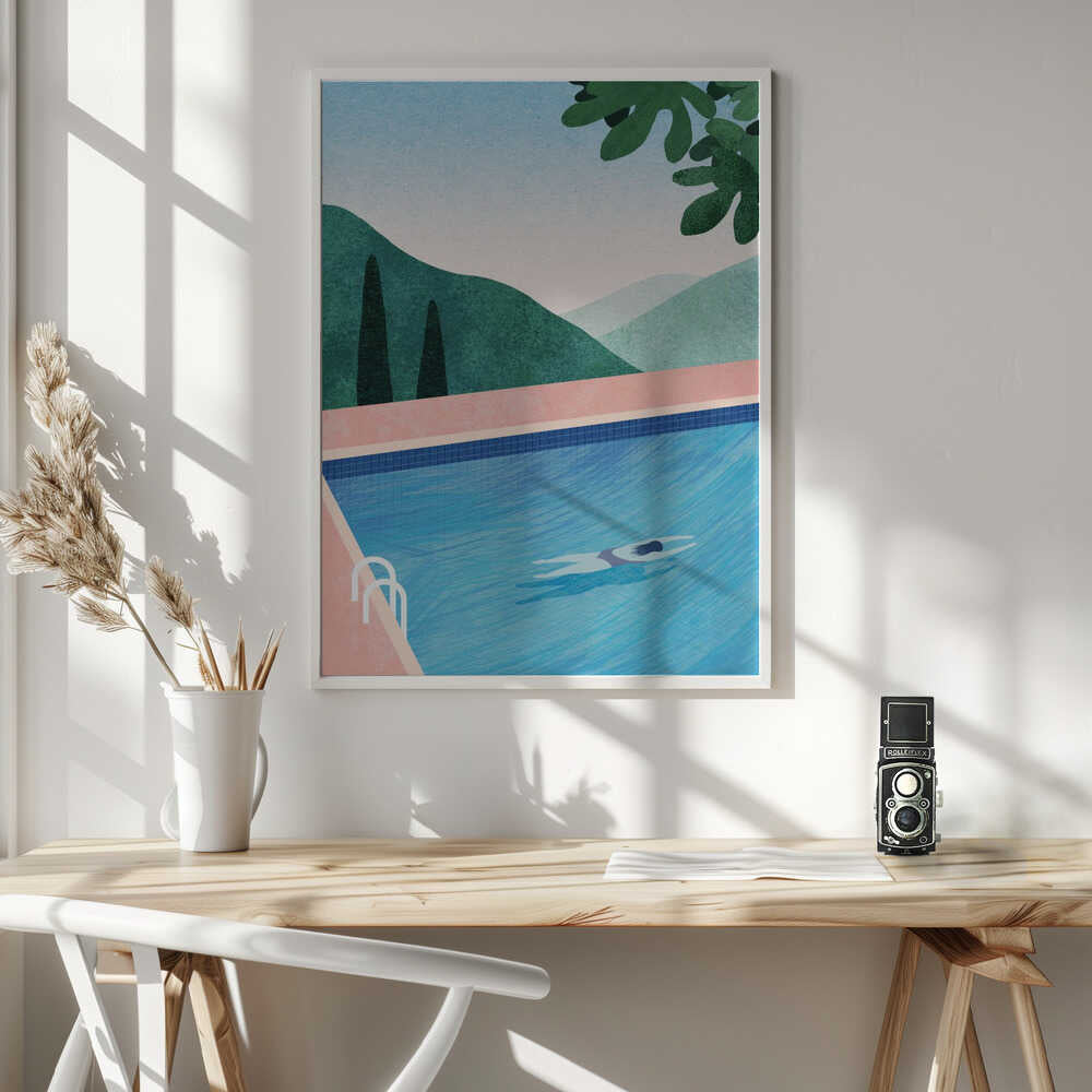 Serene Mountain Swim Art Print UK — Portrait Vibrant Wall Art — Living Room — Wall It All Prints