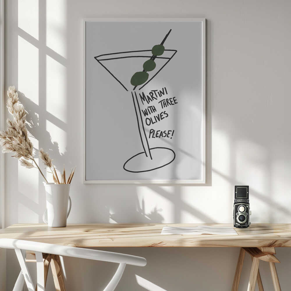 Olive Trio Martini Art Print UK — Abstract Vibrant Wall Art — Kitchen — Wall It All Prints