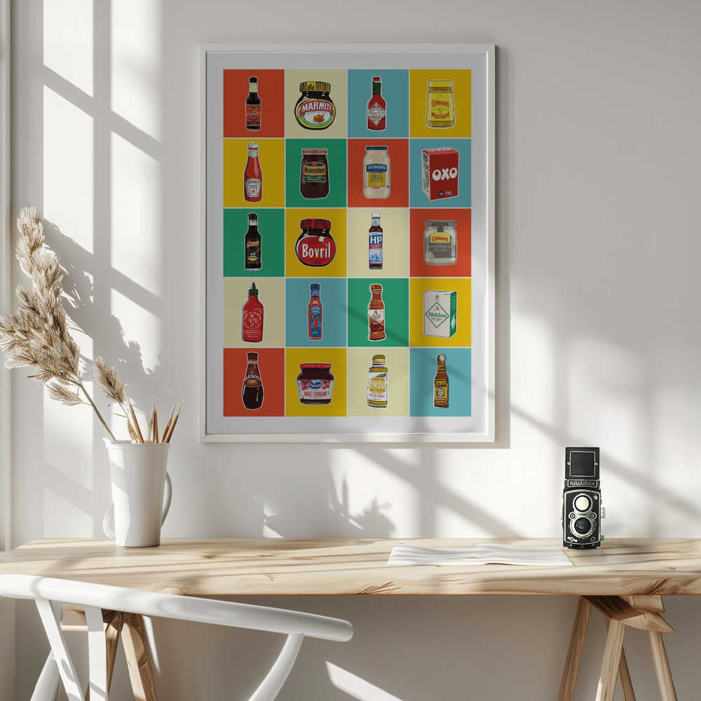 Classic Condiment Collection Art Print UK — Food Vibrant Wall Art — Kitchen — Wall It All Prints