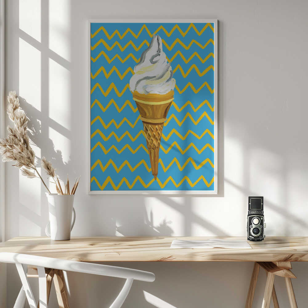Vibrant Ice Cream Cone Art Print UK — Abstract Vibrant Wall Art — Kitchen — Wall It All Prints