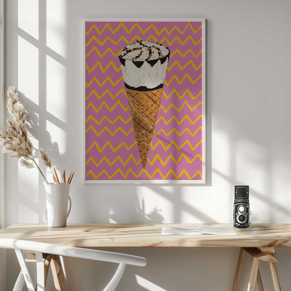 Pop Art Ice Cream Cone Art Print UK — Abstract Vibrant Wall Art — Kitchen — Wall It All Prints