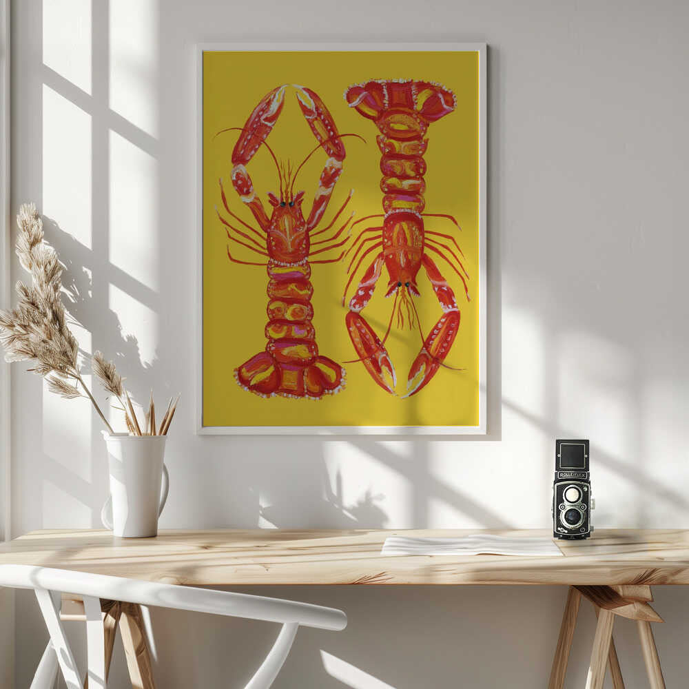Vibrant Lobster Pair Art Print UK — Animal Vibrant Wall Art — Kitchen — Wall It All Prints