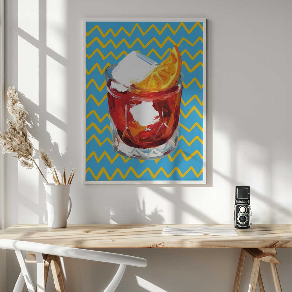 Negroni Blue Art Print UK — Japanese Vibrant Wall Art — Kitchen — Wall It All Prints