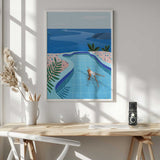 Girl in Pool Art Print UK — Botanical Vibrant Wall Art — Living Room — Wall It All Prints