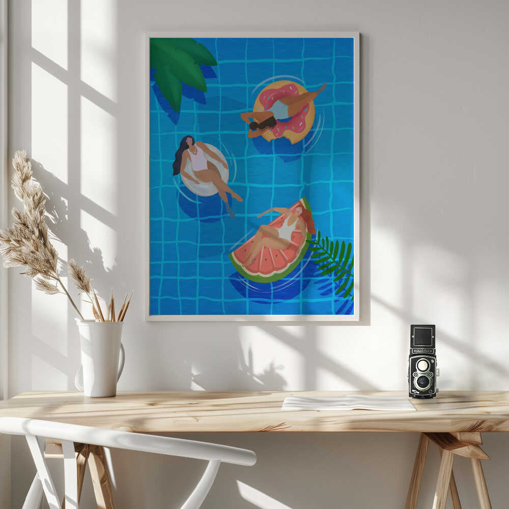 Pool Ladies Art Print UK — Abstract Vibrant Wall Art — Living Room — Wall It All Prints