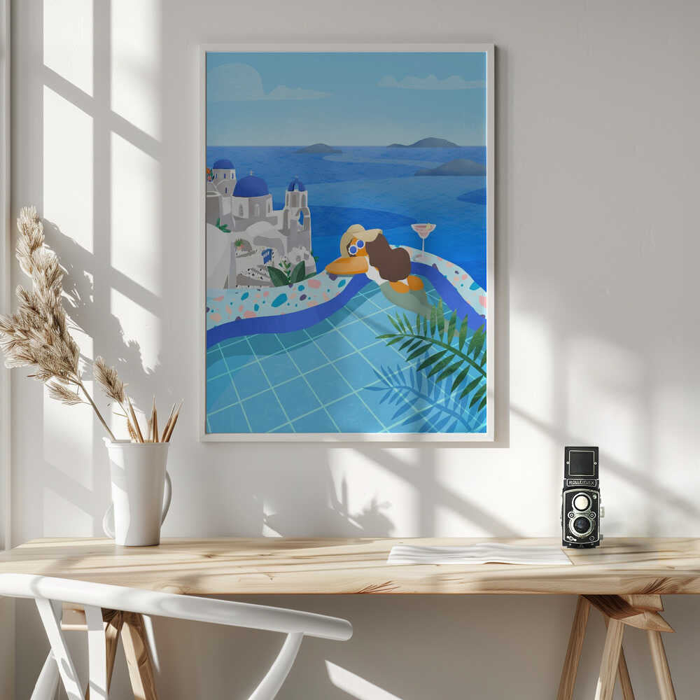 Summer in Greece Art Print UK — Portrait Vibrant Wall Art — Kitchen — Wall It All Prints