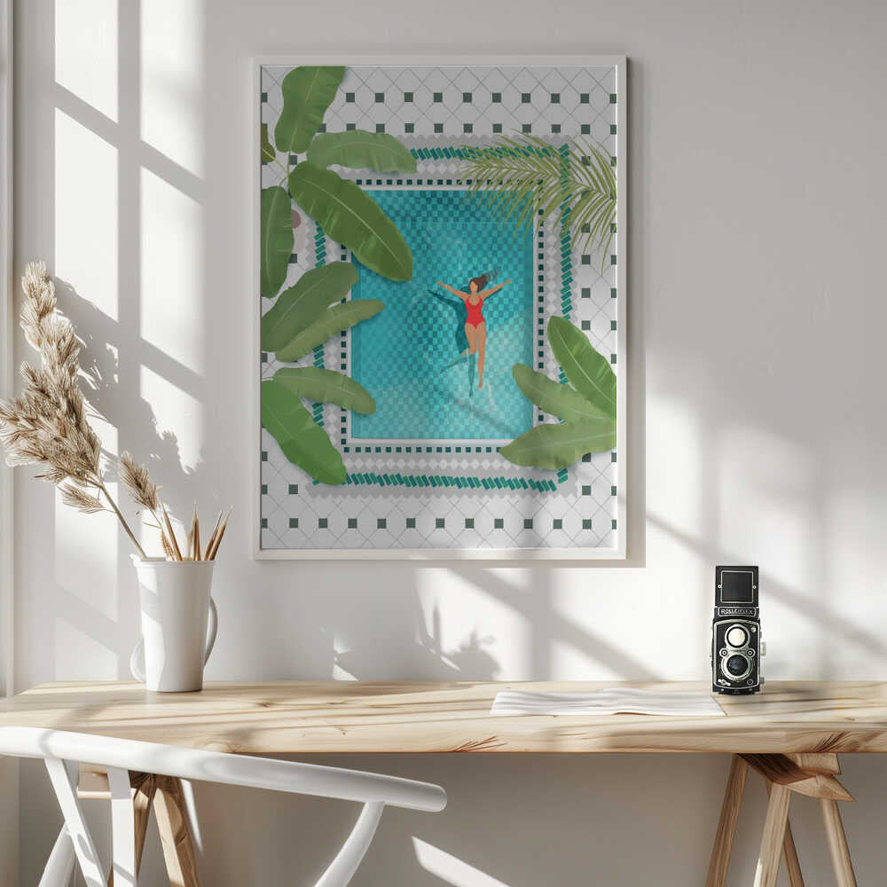 Riad Pool Art Print UK — Botanical Fresh Wall Art — Living Room — Wall It All Prints