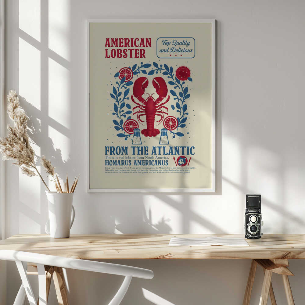 Delicious American Lobster Recipe Art Print UK — Abstract Vibrant Wall Art — Kitchen — Wall It All Prints