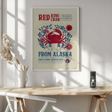 Alaskan Red King Crab Art Print UK — Vintage Vibrant Wall Art — Kitchen — Wall It All Prints