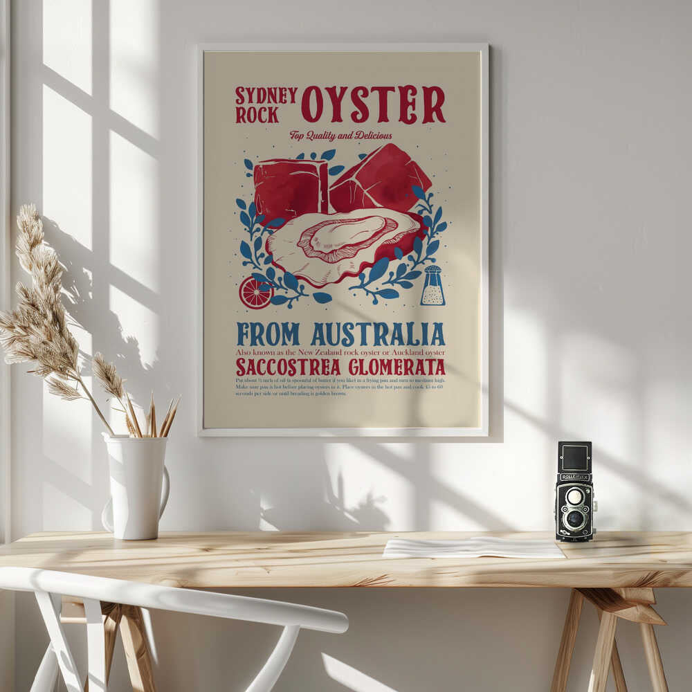 Gourmet Sydney Oyster Art Print UK — Vintage Vibrant Wall Art — Kitchen — Wall It All Prints