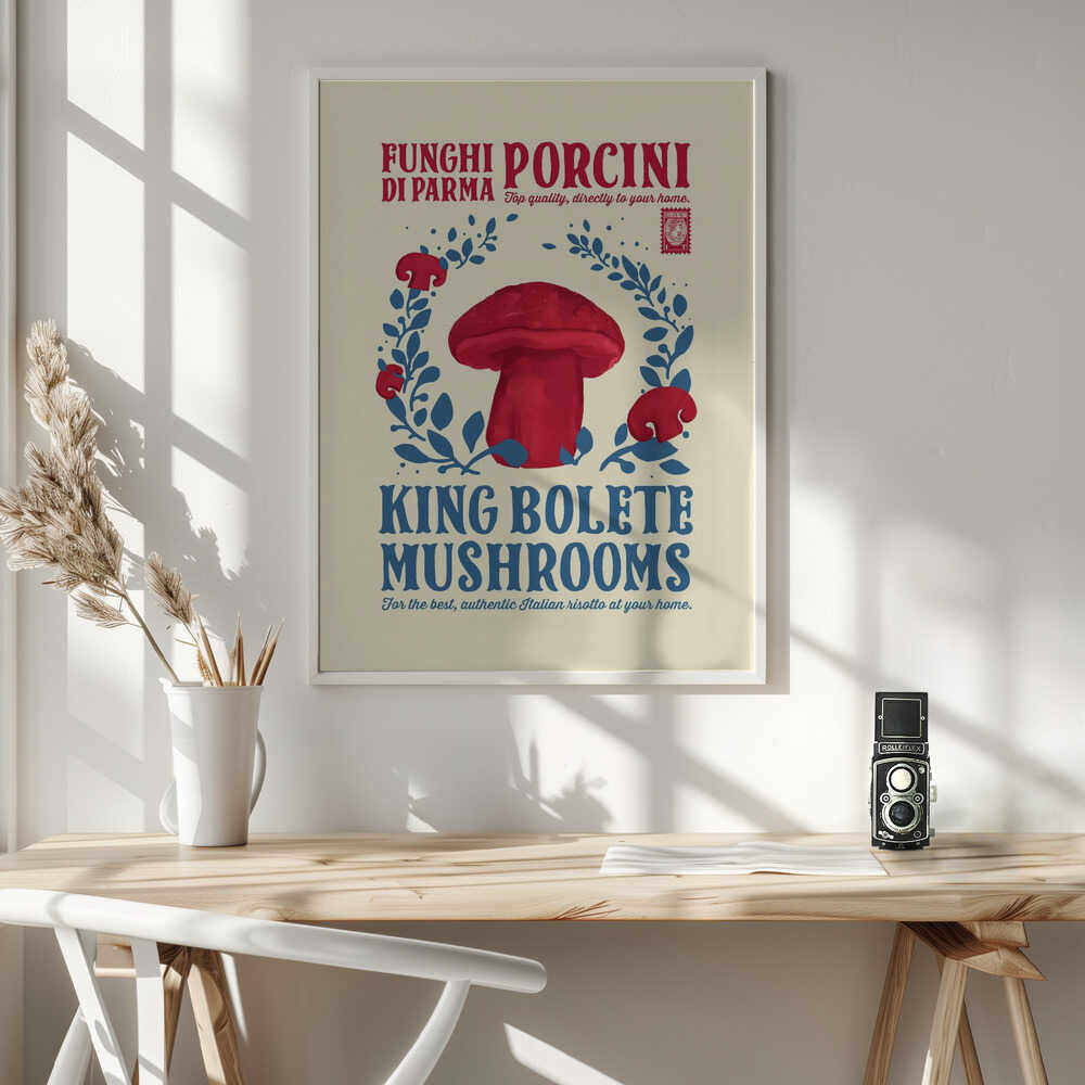 Italian King Bolete Art Print UK — Vintage Vibrant Wall Art — Kitchen — Wall It All Prints