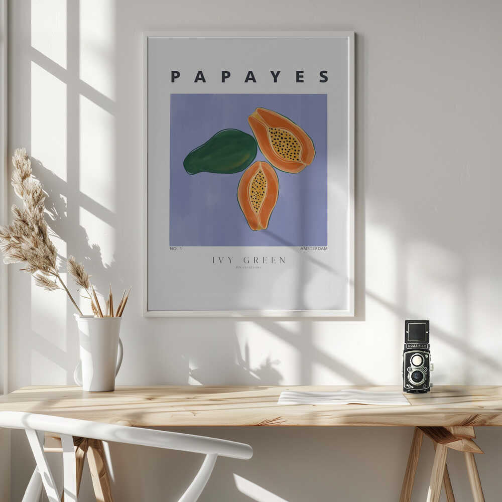 Tropical Papayas Art Print UK — Food Fresh Wall Art — Kitchen — Wall It All Prints