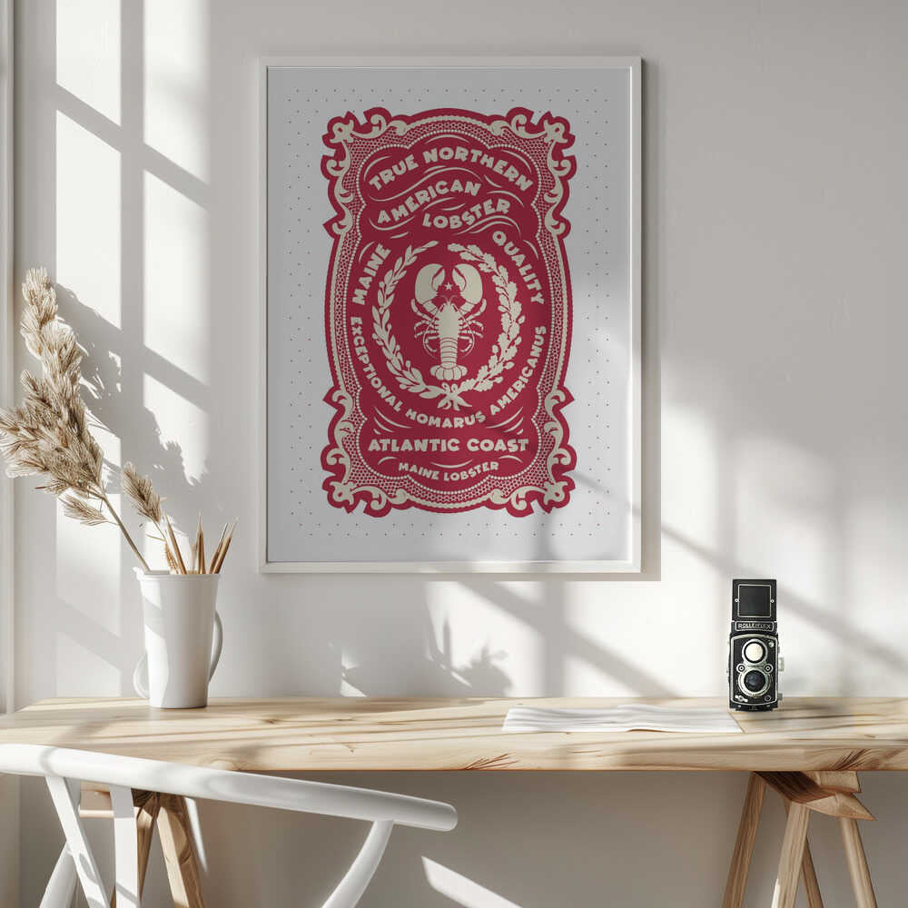 Vintage Maine Lobster Label Art Print UK — Food Minimal Wall Art — Kitchen — Wall It All Prints