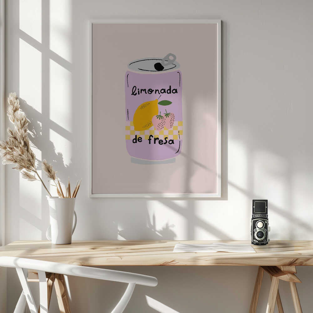 Strawberry Lemonade Can Art Print UK — Food Calm Wall Art — Kitchen — Wall It All Prints