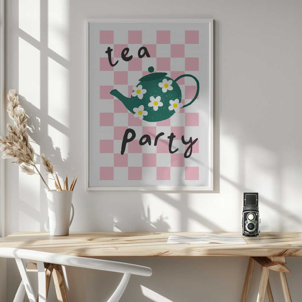 Pink Daisy Tea Party Art Print UK — Botanical Fresh Wall Art — Kitchen — Wall It All Prints
