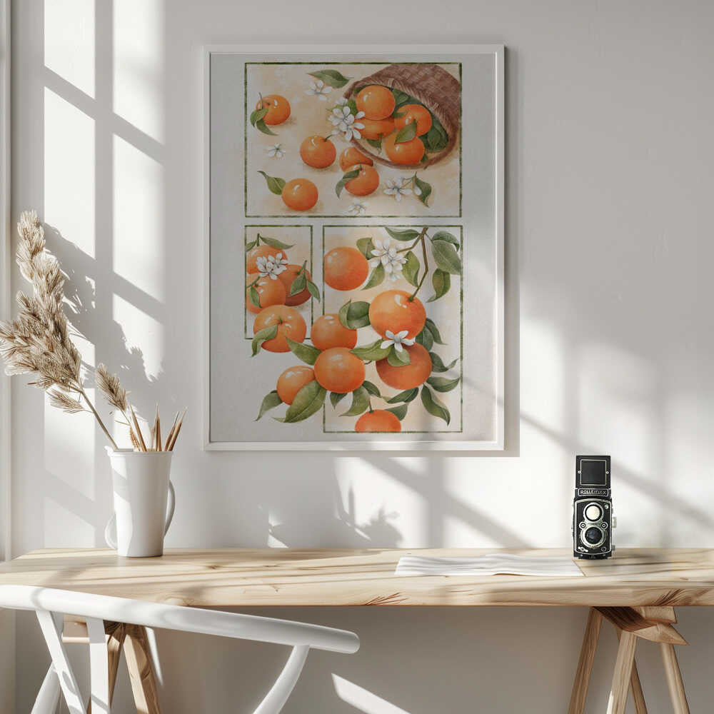 Watercolor Oranges And Blossoms Art Print UK — Botanical Fresh Wall Art — Kitchen — Wall It All Prints