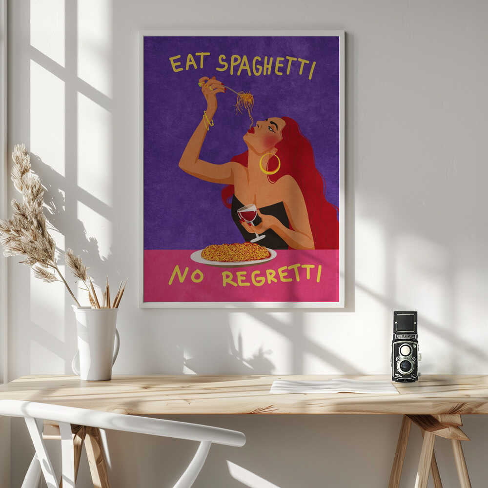 Eat spaghetti no regretti Art Print UK — Abstract Vibrant Wall Art — Kitchen — Wall It All Prints