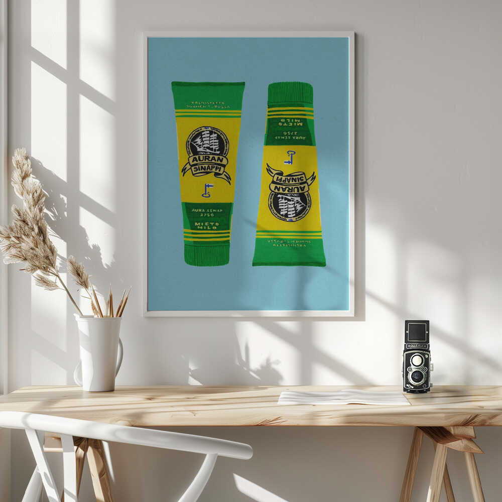 Classic Finnish Mustard Tubes Art Print UK — Food Vibrant Wall Art — Kitchen — Wall It All Prints