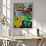 Lemons Green Glass Still Life Art Print UK — Food Vibrant Wall Art — Kitchen — Wall It All Prints