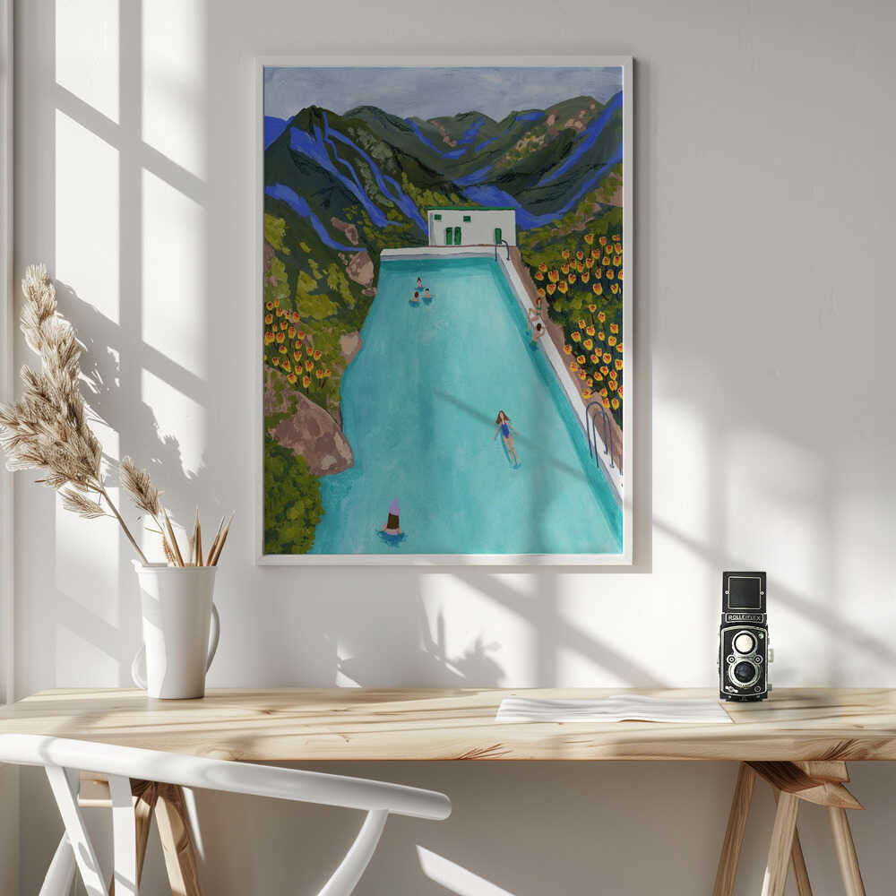 Mountain Pool Retreat Art Print UK — Botanical Vibrant Wall Art — Living Room — Wall It All Prints