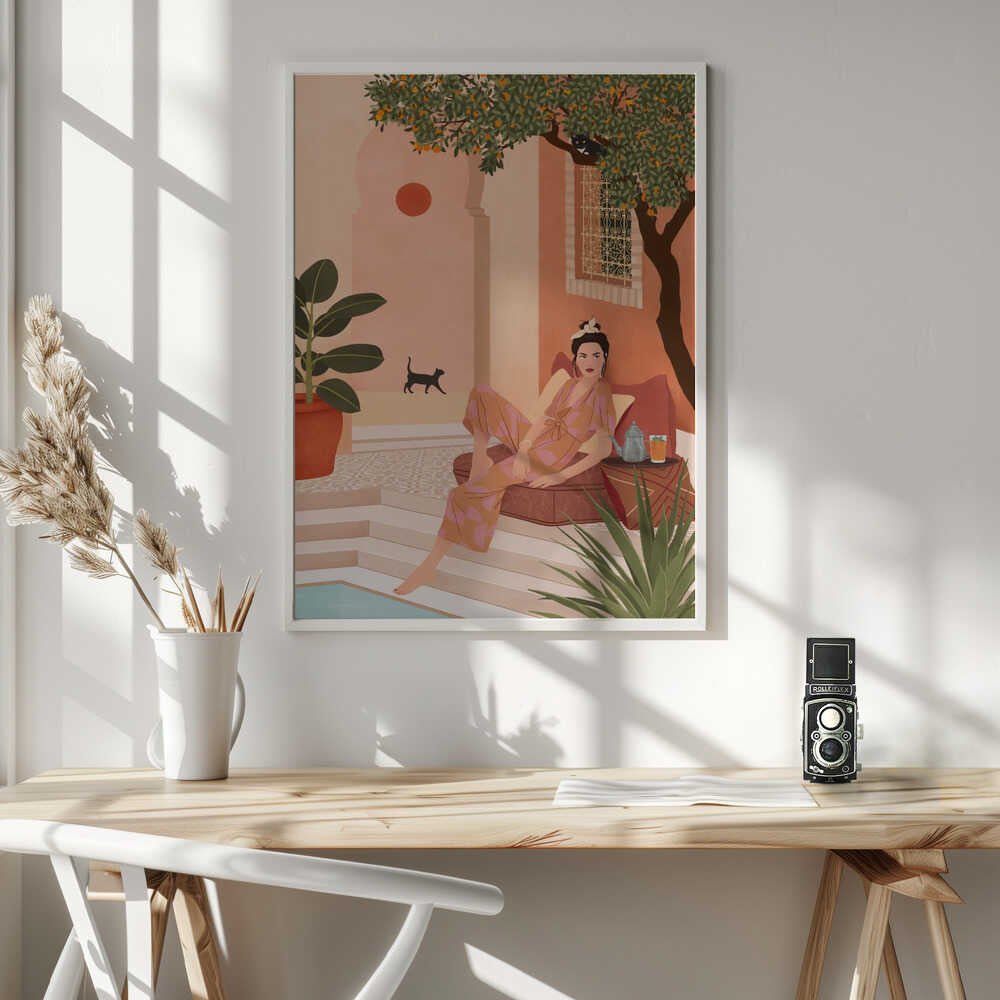 Moroccan Courtyard Relax Art Print UK — Botanical Vibrant Wall Art — Living Room — Wall It All Prints