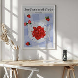 Jordbær Med Fløde Art Print UK — Food Vibrant Wall Art — Kitchen — Wall It All Prints