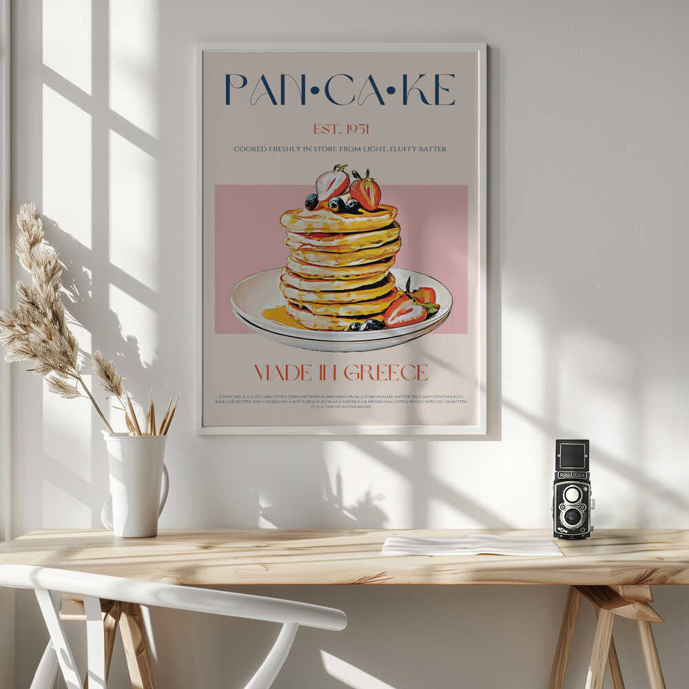 Fluffy Greek Pancake Stack Art Print UK — Vintage Fresh Wall Art — Kitchen — Wall It All Prints