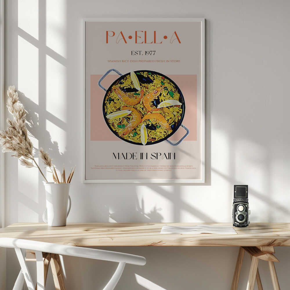 Delicious Spanish Paella Art Print UK — Vintage Vibrant Wall Art — Kitchen — Wall It All Prints