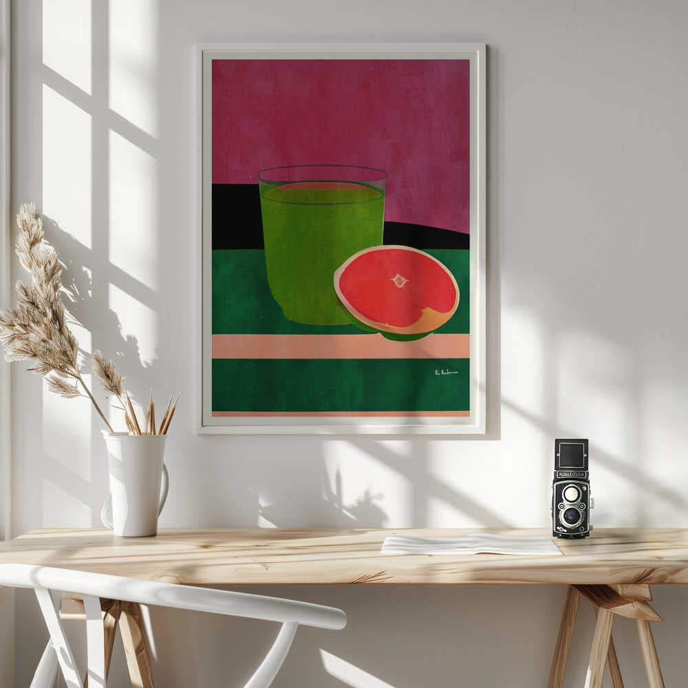 Vibrant Grapefruit Juice Art Print UK — Food Vibrant Wall Art — Kitchen — Wall It All Prints