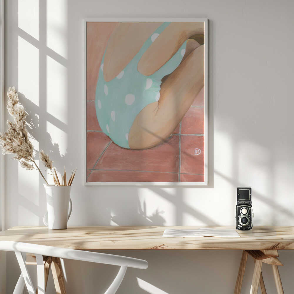 Green Polka Dot Swimsuit Art Print UK — Abstract Vibrant Wall Art — Living Room — Wall It All Prints
