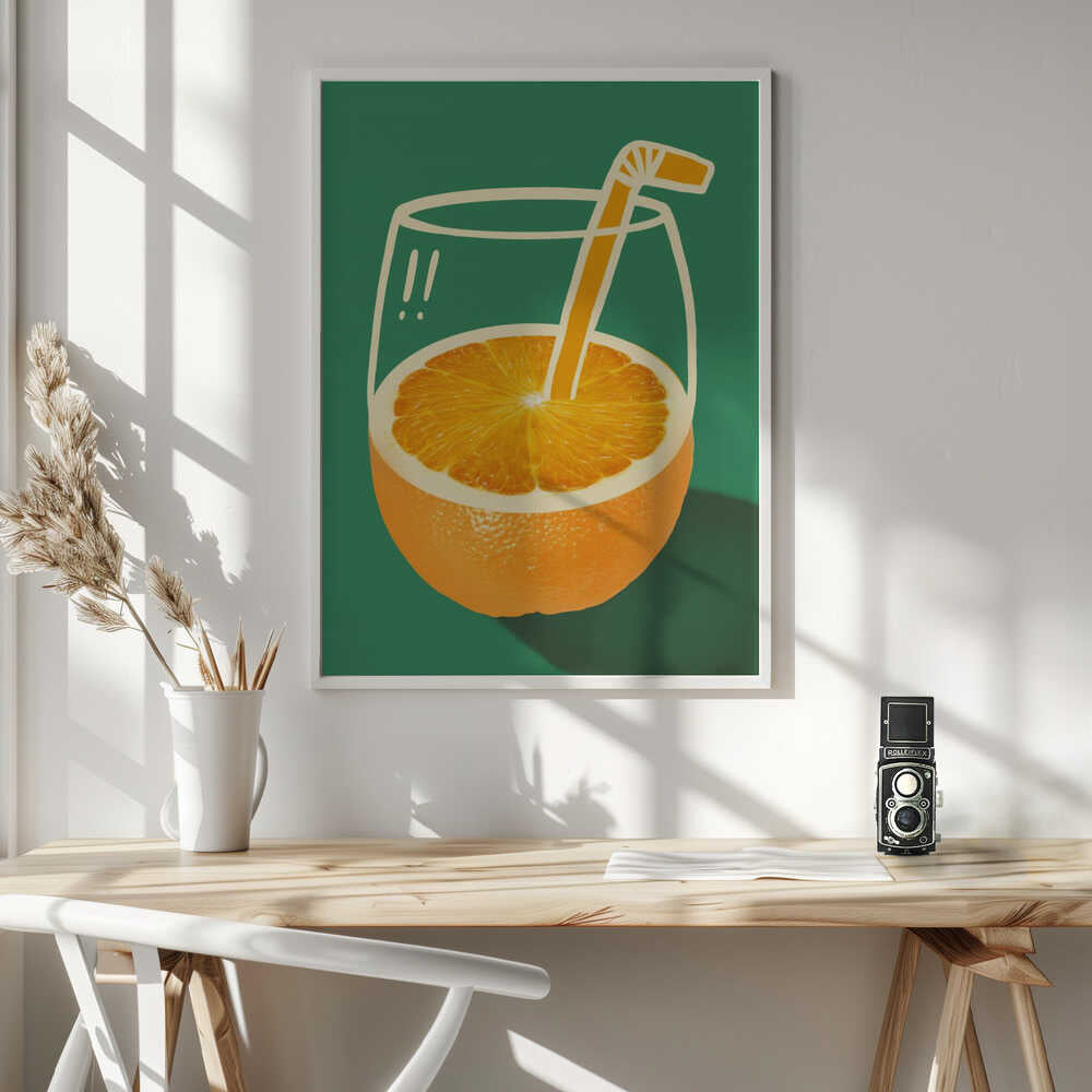 Orange Juice Doodle Art Print UK — Abstract Vibrant Wall Art — Kitchen — Wall It All Prints