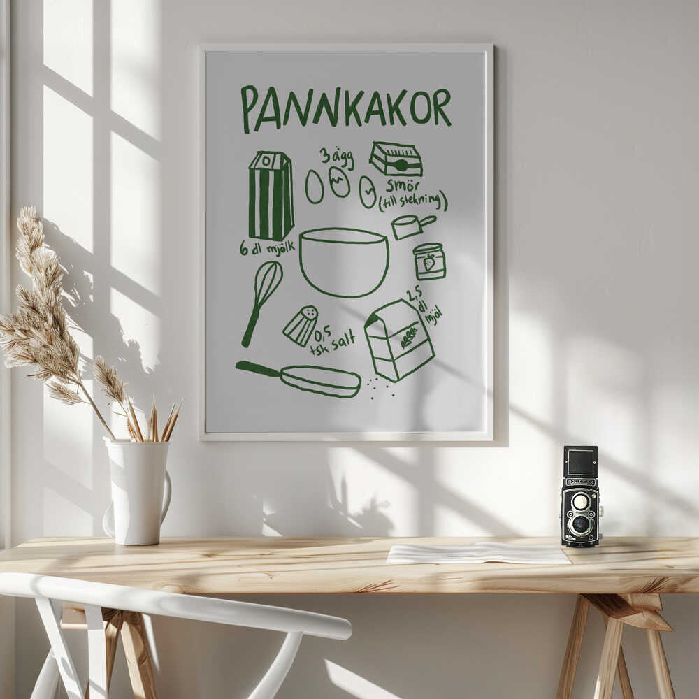 Pancake Ingredients Art Print UK — Vintage Vibrant Wall Art — Kitchen — Wall It All Prints